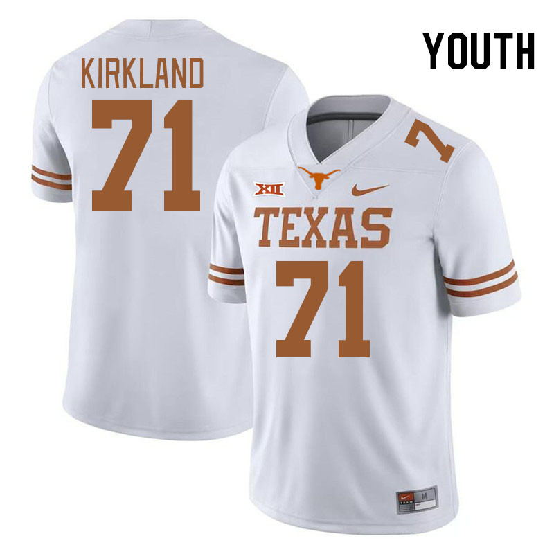 Youth #71 Payton Kirkland Texas Longhorns 2023 College Football Jerseys Stitched-White